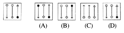 There are four answer figures (A), (B), (C), (D) given at the right side and one problem figure at the left side in each question below. Select that answer figure which is same with all respect of the problem figure and after selecting figure, indicate your correct sequence.