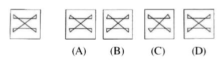 There are four answer figures (A), (B), (C), (D) given at the right side and one problem figure at the left side in each question below. Select that answer figure which is same with all respect of the problem figure and after selecting figure, indicate your correct sequence.