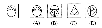 There are four answer figures (A), (B), (C), (D) given at the right side and one problem figure at the left side in each question below. Select that answer figure which is same with all respect of the problem figure and after selecting figure, indicate your correct sequence.