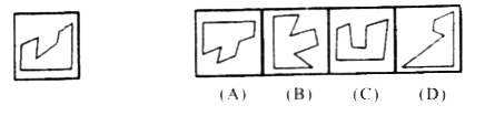 One part of a square is on the left hand side and the other one is among the four figures marked (A), (B), (C) and (D) on the right-hand side. Find the figure on the right-hand side that completes the square.
