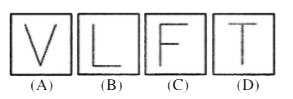 Four figures (A), (B), (C) and (D) have been given in each question. Of these four figures, three figures are similar in some way and one figure is different. Select the figure which is different and write your answer only in English letters (i.e., A, B, C and D) in the box against the number corresponding to the questions in the answer sheet.