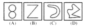 Four figures (A), (B), (C) and (D) have been given in each question. Of these four figures, three figures are similar in some way and one figure is different. Select the figure which is different and write your answer only in English letters (i.e., A, B, C and D) in the box against the number corresponding to the questions in the answer sheet.