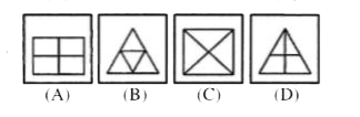 Four figures (A), (B), (C) and (D) have been given in each question. Of these four figures, three figures are similar in some way and one figure is different. Select the figure which is different and write your answer only in English letters (i.e., A, B, C and D) in the box against the number corresponding to the questions in the answer sheet.