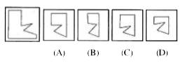 In each of the following questions, one part of the geometrical figure is on the left-hand side and the other one is among the four figures marked A, B, C and D on the right-hand side. Find the figure in the right-hand side that completes the problem figure. Encircle the letter given below of that figure.