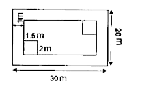 There are two rectangular flower beds of size 1.5 m xx 2m each in the park as shown in the given figure and the rest has grass on it, then the area covered by grass, is :