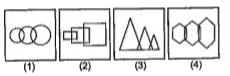 निम्नलिखित प्रत्येक प्रश्न में चार आकृतियाँ (1), (2), (3) तथा (4) दी गई हैं। इन चार आकृतियों में से तीन आकृतियाँ कुछ हद तक सदृश हैं तथा एक अलग आकृति को चुनकर सही उत्तर को इंगित कीजिए।