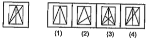 निम्नलिखित प्रश्नों में बाईं ओर एक समस्या आकृति तथा दाई ओर चार उत्तर आकृतियाँ (1),(2), (3) तथा(4) दी गई हैं। उस उत्तर आकृति को चुनिए, जो समस्या आकृति के बिल्कुल सदृश है। सही उत्तर को इंगित कीजिए।