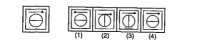 निम्नलिखित प्रश्नों में बाईं ओर एक समस्या आकृति तथा दाई ओर चार उत्तर आकृतियाँ (1),(2), (3) तथा(4) दी गई हैं। उस उत्तर आकृति को चुनिए, जो समस्या आकृति के बिल्कुल सदृश है। सही उत्तर को इंगित कीजिए।