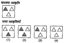 प्रश्नो में एक समस्या आकृति  तथा चार उत्तर आर्किट   (1), (2) , (3)  तथा  (4)  दी गई है | उस उत्तर  आकृति  को  चूनिय जो  समश्या  आकृति  के बिलकुल स्रद्धा हो |