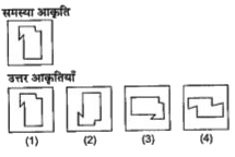 प्रश्नो में एक समस्या आकृति  तथा चार उत्तर आर्किट   (1), (2) , (3)  तथा  (4)  दी गई है | उस उत्तर  आकृति  को  चूनिय जो  समश्या  आकृति  के बिलकुल स्रद्धा हो |