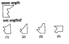 प्रश्नो में वर्ग के एक भाग है और दी गई चार उत्तर आकृतियाँ (1),(2),(3)  तथा (4)   में से कोई एक उसका दूसरा   भाग  है | दी गई उत्तर आकृति को ढूँढ़िय जो वर्ग  पूर्ण  करती है |