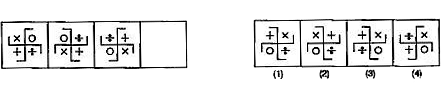 प्रश्न में रेखा के बाईं तरफ तीन समस्या आकृतियाँ दी गई हैं तथा चौथे के लिए स्थान रिक्त रखा गया है। समस्या आकृतियाँ एक श्रृंखला में हैं। ढूँढ़िए कि रेखा के दाईं तरफ दी गई उत्तर आकृतियों 1,2,3 और 4 में से कौन-सी आकृति इस श्रृंखला को पूरा करती है। सही उत्तर दीजिए।