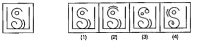 प्रश्न में बाई ओर एक प्रश्न आकृति तथा दाई ओर चार उत्तर आकृतियाँ (1), (2), (3) तथा (4) दी गई है | उस उत्तर आकृति को चुने जो समस्या आकृति के बिलकुल सदृश हो तथा सही उत्तर चुनकर संलग्न उत्तर-पत्रिका में प्रश्न के आगे दिए गए बॉक्स में अंग्रेजी संख्या [जैसे (1), (2), (3) तथा (4)] में उत्तर लिखे |   प्रश्न आकृति