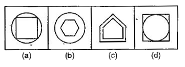 नीचे  दिए गए प्रत्येक प्रश्न में चार चित्र (a), (b), (c) और (d) दर्शाए गए है।  इन चार चित्रों में से तीन चित्र किसी विधि  से एक समान है , जबकि एक चित्र अन्य से भिन्न है।  अन्य  से भिन्न चित्र का चयन करे