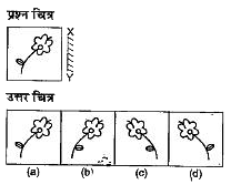नीचे दिए गए प्रत्येक प्रश्न में एक प्रश्न चित्र दिया गया  है तथा (a), (b), (c) और (d) से चिन्हित चार उत्तर चित्र दर्शाए गए है।  किसी दर्पण को XY  के अनुदिश रखे जाने पर प्रश्न चित्र के सही दर्पण प्रतिबिम्ब  को उत्तर चित्र में से चुने