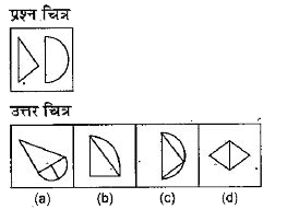 नीचे दिए गए प्रत्येक प्रश्न में एक प्रश्न चित्र दिया गया है तथा (a), (b), (c) और (d) से चिन्हित चार उत्तर चित्र दर्शाय गए यही।  उत्तर से उस चित्र का चयन करे, जिसे प्रश्न चित्र में उपलब्ध कट आउट से बनाया जा सकता   हो