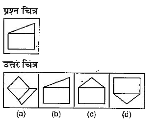 नीचे दिए गए प्रत्येक प्रश्न में एक प्रश्न चित्र दिया गया है तथा (a), (b), (c) और (d) से चिन्हित चार उत्तर चित्र दर्शाय गए यही।  उत्तर से उस चित्र का चयन करे, जिसे प्रश्न चित्र में उपलब्ध कट आउट से बनाया जा सकता   हो