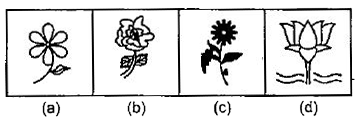 नीचे दिए गए प्रत्येक प्रश्न में चार चित्र (a),(b), (c ) और (d) दर्शाए गए है।  चार चित्रों में से तीन चित्र किसी विधि से एक समान है , जबकि एक चित्र अन्य से भिन्न है।  अन्य  से भिन्न चित्र का चयन करें।