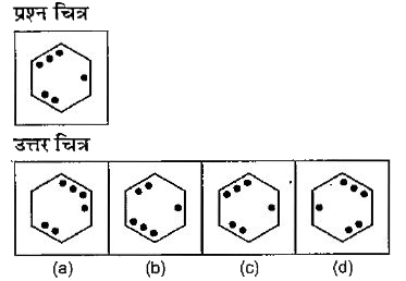 नीचे दिए गए प्रत्येक प्रश्न में एक प्रश्न चित्र दिया गया है तथा (a),(b ), (c ) और (d)  से चिन्हित चार उत्तर चित्र दिए गए है।  उत्तर चित्रों के समरूप चित्र को चुने।