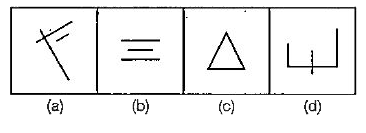 नीचे दिए गए प्रश्न में चार चित्र (a), (b), (c) और (d) दर्शाए गए  हैं। इन चार चित्रों में से तीन चित्र किसी विधि से एक समान हैं, जबकि एक चित्र अन्य से भिन्न हैं। अन्य से भिन्न चित्र का चयन करें।