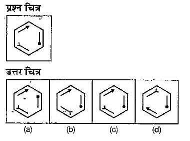 नीचे दिए गए प्रश्न में एक प्रश्न चित्र दिया गया है तथा प्रश्न चित्र के नीचे की ओर (a), (b),(c) और (d) से चिन्हित चार मार चित्र दिए गए हैं। उत्तर चित्रों में प्रश्न चित्र के समरूप चित्र को चुनें।