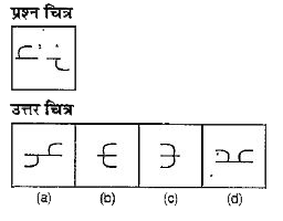 नीचे दिए गए प्रश्न में एक प्रश्न चित्र दिया गया है तथा प्रश्न चित्र के नीचे की ओर (a), (b), (c) और (d) से चिन्हित चार उत्तर चित्र दर्शाए गए है। उत्तर चित्र से उस चित्र का चयन करें, जिसे प्रश्न चित्र में उपलब्ध कटआऊट से बनाया जा सकता हो।