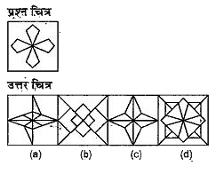 नीचे दिए गए प्रत्येक प्रश्न में एक प्रश्न चित्र दिया गया है तथा (a), (b), (c) और (d) से चिन्हित चार उत्तर चित्र दर्शाए गए है | उत्तर चित्रों से, उस चित्र को चुने जिसमें प्रश्न चित्र छिपा/सम्मिलित है |