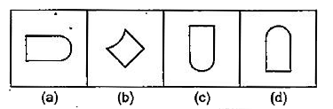 नीचे दिए गए  प्रश्न में चार चित्र (a), (b), (c) और (d) दर्शाए गए हैं। इन चार चित्रों में से तीन चित्र किसी, विधि से एक समान है, जबकि एक चित्र अन्य से भिन्न है। अन्य से भिन्न चित्र का चयन करें।