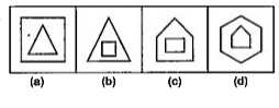 नीचे दिए गए प्रत्येक प्रश्न में चार चित्र (a), (b), (c) और (d) दर्शाए गए हैं। इन चार चित्रों में से तीन चित्र किसी विधि से एकसमान है, जबकि एक चित्र अन्य से भिन्न है। अन्य से भिन्न चित्र का चयन करें।