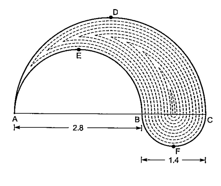 Find the perimeter and area of shaded region where ADC, AEB and BFC are semi-circles on the diameter AC, AB and BC respectively. (pi=22/7)