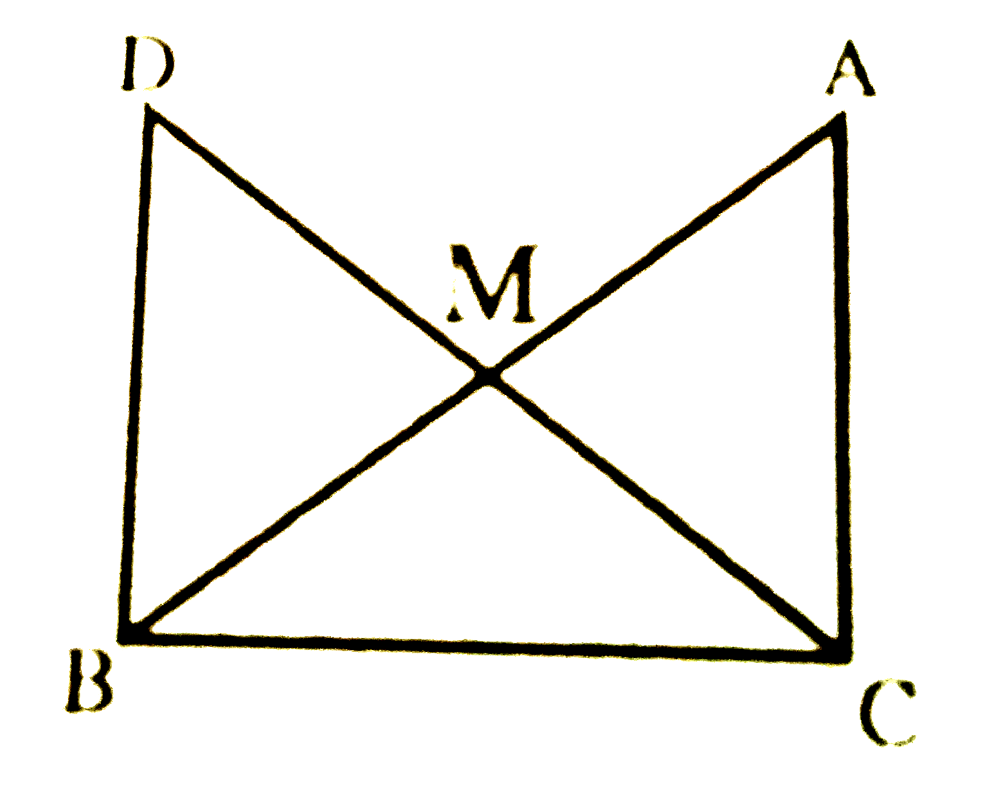 एक समकोण त्रिभुज ABC में, जिसमें कोण C समकोण है, M कर्ण AB का मध्य-बिंदु है | C को M से मिलाकर D तक इस प्रकार बढ़ाया गया है कि DM = CM है | बिंदु D को बिंदु B से मिला दिया जाता है (देखिए आकृति) | दर्शाइए कि   CM=(1)/(2)AB