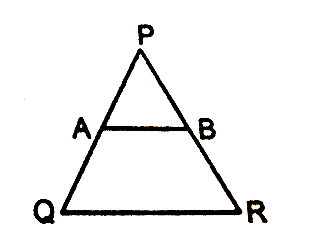दिए गये PQR में AB समांतर है OR के दो समरूप DeltaPAB  और DeltaPQR  के क्षेत्रफलों का अनुपात 1:2  है, तो (PQ)/(AQ)=