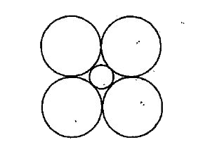 दिए गए चित्र में सभी बाह्य वृत्तों की त्रिज्या 'R' है तो आंतरिक वृत्त की त्रिज्या r ज्ञात कीजिये