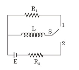 In the circuit shown switch S is connected to position 2 for a long time and then joined to position 1. The total heat produced in resistance R(1) is: