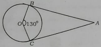In the figure AB and AC are the two tangents drawn from the point A to the circle with centre O, If AngleBỌC = 130* then find AngleBAC