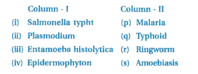 Match the following and choose the correct option.