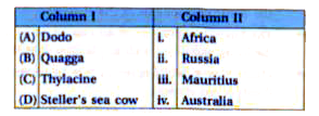 Match the animals given in column I with their location in column II :    Choose the correct match from the following :