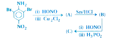 The product (C ) obtained in the following sequence of reaction is :