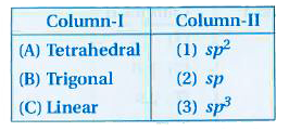 Match the shape of molecules in Column-I with the type of hybridization in Column-11.