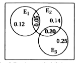 Following Vann diagram show the probabilities of three events.      Find the following probabilities.   (i) P(E(2))  (ii) P(E(2)nnE(3))   (iii) P(E(1)uuE(2))  (iv) P(E(1)nnE(2)')