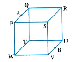 A cube is constructed by connecting 12 wires of equal resistance as shown in figure. The equivalent resistance between the points A and B shown in the figure is..... . The resistance of each wire is of r Omega. A and B are the midpoints of the sides PQ and VU respectively.