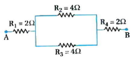 Equivalent resistance between A and B for shown circuit is ..... .