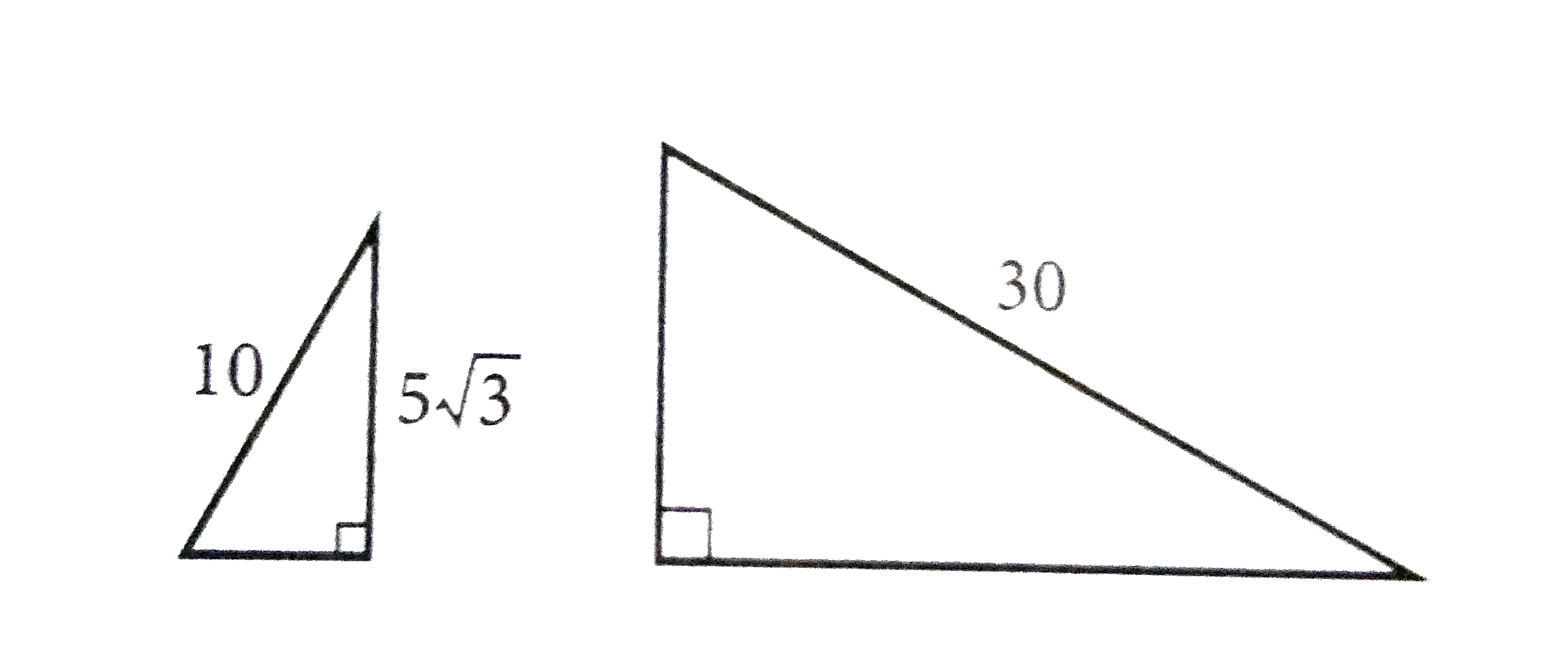 If the right triangle in the figure shown are similar triangle, what is the length of the sorteer leg of the larger triangle?