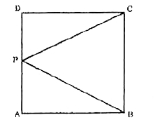 दी गई आकृति में, ABCD एक वर्ग है जिसकी भुजा 4 सेमी. है। भुजा AD पर P एक बिन्दु है। BP + CP का न्यूनतम मान (सेमी में) क्या है ?