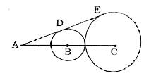 दी गई आकृति में B तथा C दो वृत्तों के केन्द्र हैं ADE दोनों वृत्तों की एक उभयनिष्ठ स्पर्श रेखा है। यदि दोनों वृत्तों की त्रिज्याओं का अनुपात 3:5 है तथा AC = 40 है, तो DE का मान क्या है?