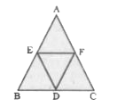 समबाहु त्रिभुज ABC की भुजाओं के मध्य बिन्दु D, E एवं F हैं। triangleDEF एवं triangleDCF के क्षेत्रफलों का अनुपात होगा ?