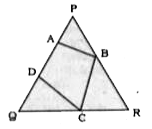 दी गई आकृति में PQR एक त्रिभुश है तथा चतुर्भुज ABCD उसमें अंकित किया गया है। QD= 2 सेमी., QC=5 सेमी., CR= 3 सेमी., BR= 4 सेमी., PB= 6 सेमी., PA= 5 सेमी. तथा AD= 3 सेमी हैं। चतुर्भुज ABCD का क्षेत्रफल (सेमी में) क्या है?