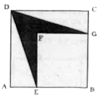 दी गई आकृति में, ABCD तथा BEFG क्रमशः 8 सेमी तथा 6 सेमी, भुजा वाले वर्ग हैं। आच्छादित भाग का क्षेत्रफल (सेमी में) क्या है ?