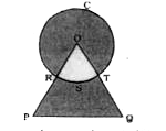 दिए गए चित्र में OPD 2 सेमी. भुजा का समबाहु त्रिभुज है। 1 सेमी. व्यास का C बिंदु O को केन्द्र मानकर खींचा जाता है। किंत भाग का क्षेत्रफल (सेमी 2 में) कितना है?