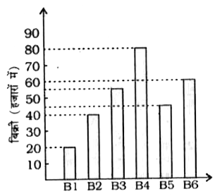 एक प्रकाशन कंपनी की छ : शाखाओं (B1, B2, B3, B4, B5, B6) से बेची गई पुस्तकों की संख्या (हजारों में ) नीचे दी गई है।      यदि सभी छ : शाखाओं को तीन वर्गों में इस प्रकार बाँट दिया जाए कि प्रत्येक वर्ग की पुस्तकें बेचने की क्षमता एकसमान हो जाए, तो किसी वर्ग विशेष में उसकी दोनों सदस्य शाखाओं द्वारा पुस्तकों की बिक्री का अंतर (हजारों में ) कम-से-कम कितना रह जाएगा ?